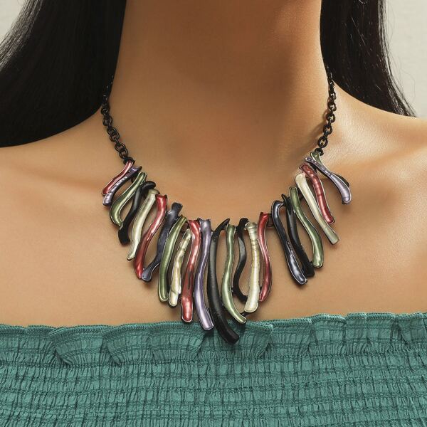 

Creative Colorblock Necklace, Multicolor