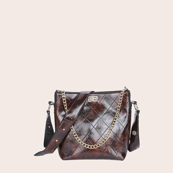 

Quilted Bucket Bag, Coffee brown