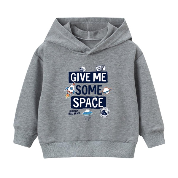 

Toddler Boys Slogan & Rocket Print Hoodie, Grey