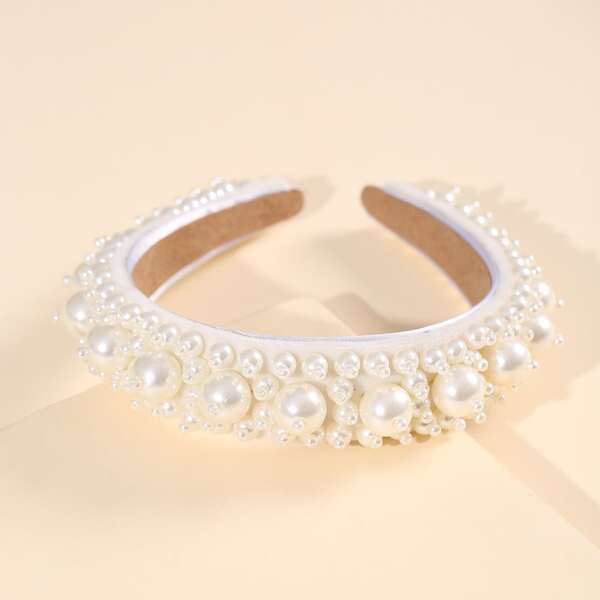 

Faux Pearl Decor Hair Hoop, White