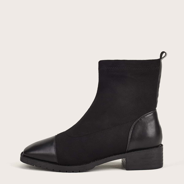 

Minimalist Block Heeled Sock Boots, Black