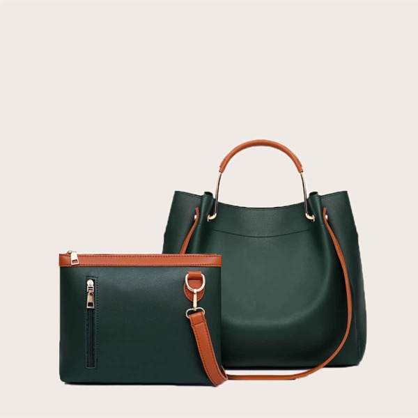 

Minimalist Bucket Bag With Purse, Green