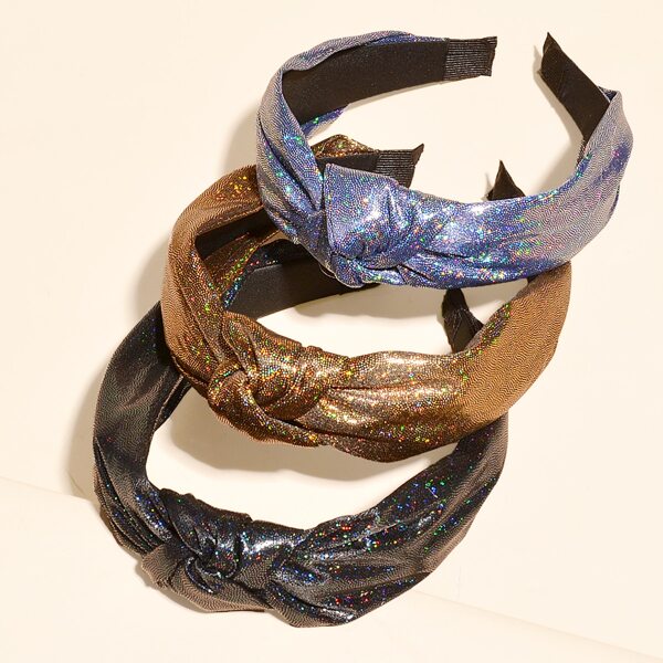 

3pcs Glitter Knot Decor Hair Hoop, Multicolor