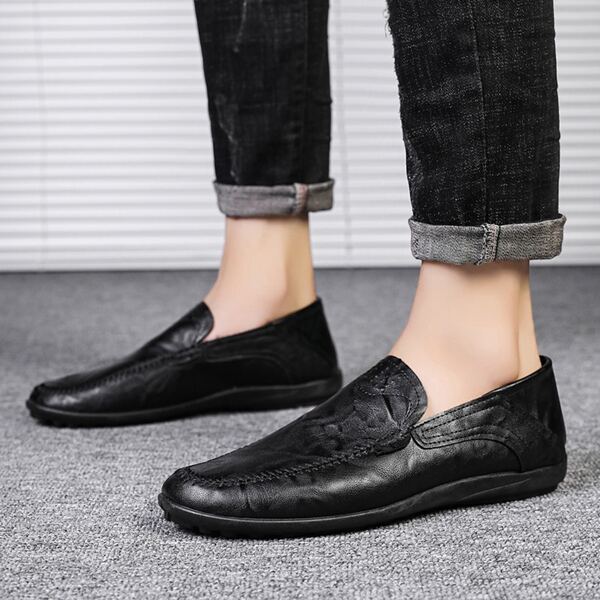 

Men Stitch Detail Loafers, Black