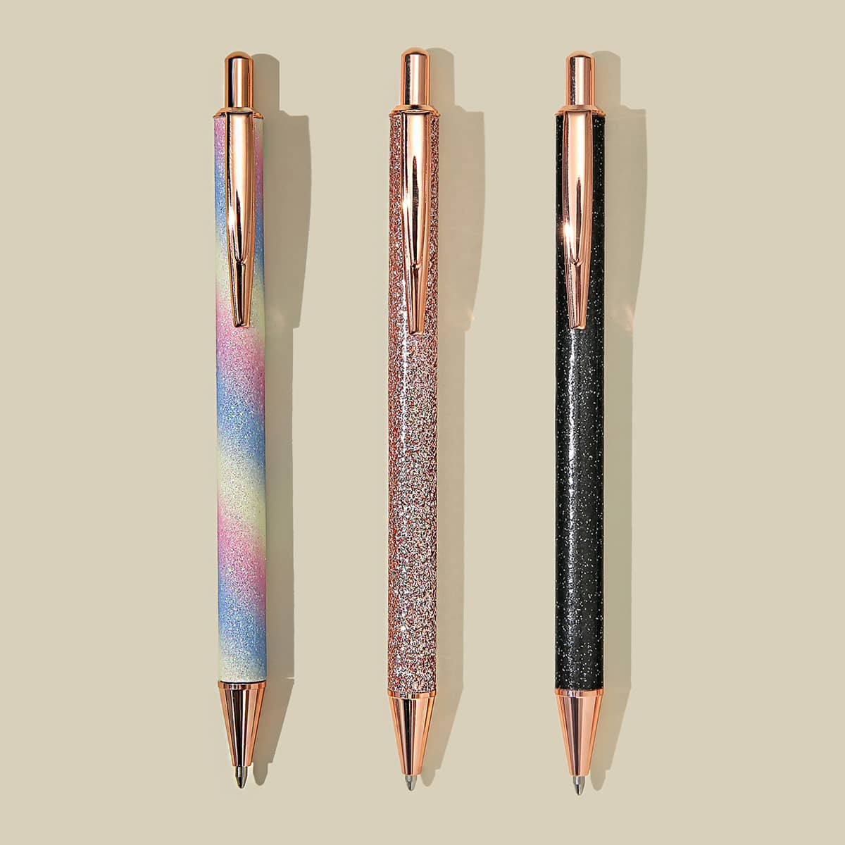 

3pcs Glitter Ballpoint Pen, Black