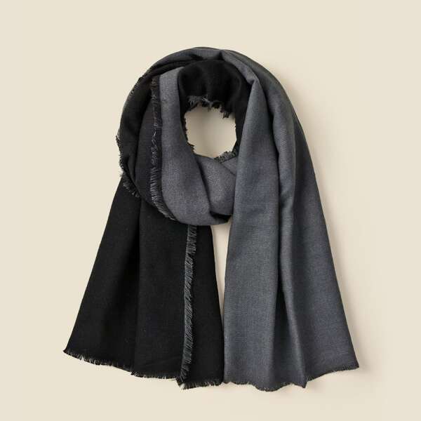 

Raw Hem Two Tone Scarf, Multicolor