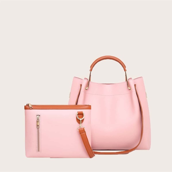 

Minimalist Bucket Bag With Purse, Pink