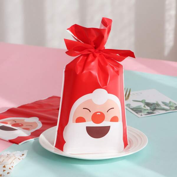 

10pcs Santa Claus Pattern Package Bag, Red