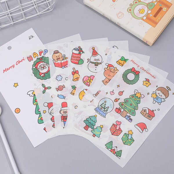 

6sheets Christmas Pattern Random Sticker, Multicolor