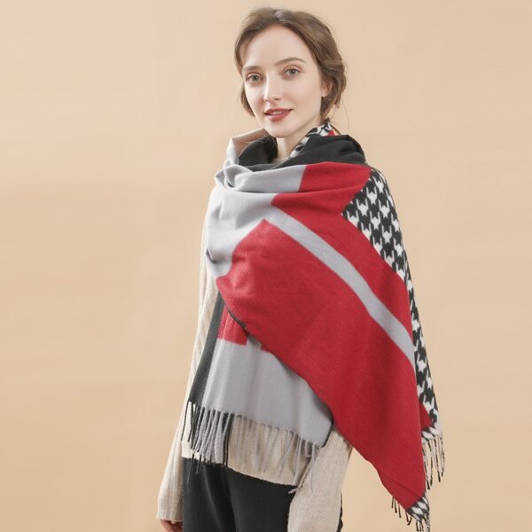 

Fringe Hem Houndstooth Scarf, Multicolor