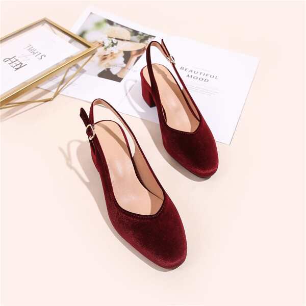 

Chunky Heeled Slingback Pumps, Burgundy
