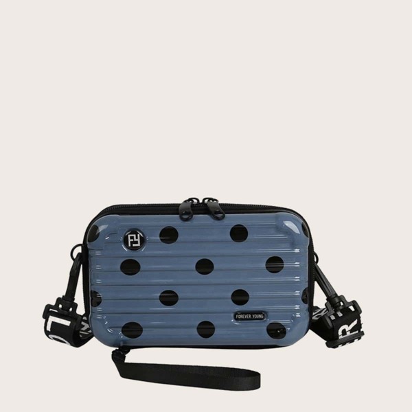 

Girls Polka Dot Suitcase Shaped Crossbody Bag, Blue
