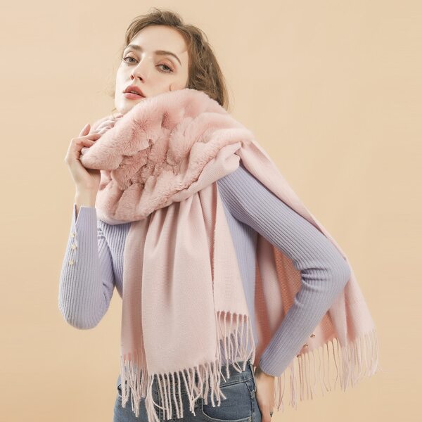 

Fringe Hem Solid Scarf, Baby pink