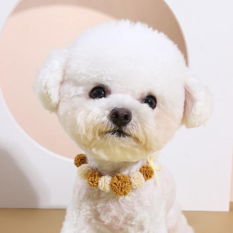 

Mesh Flower Decor Dog Necklace, Yellow