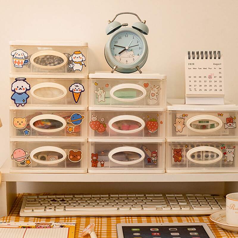 

Double-grid Clear Drawer Storage Box