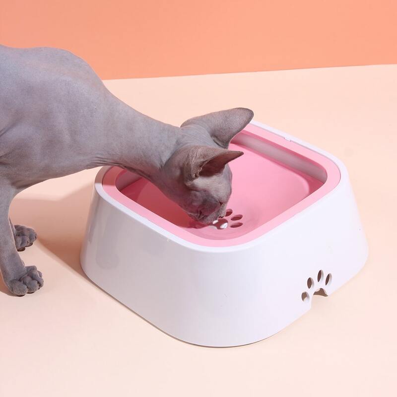 

Colorblock Non-Wetting Mouth Cat Water Bowl, Pink