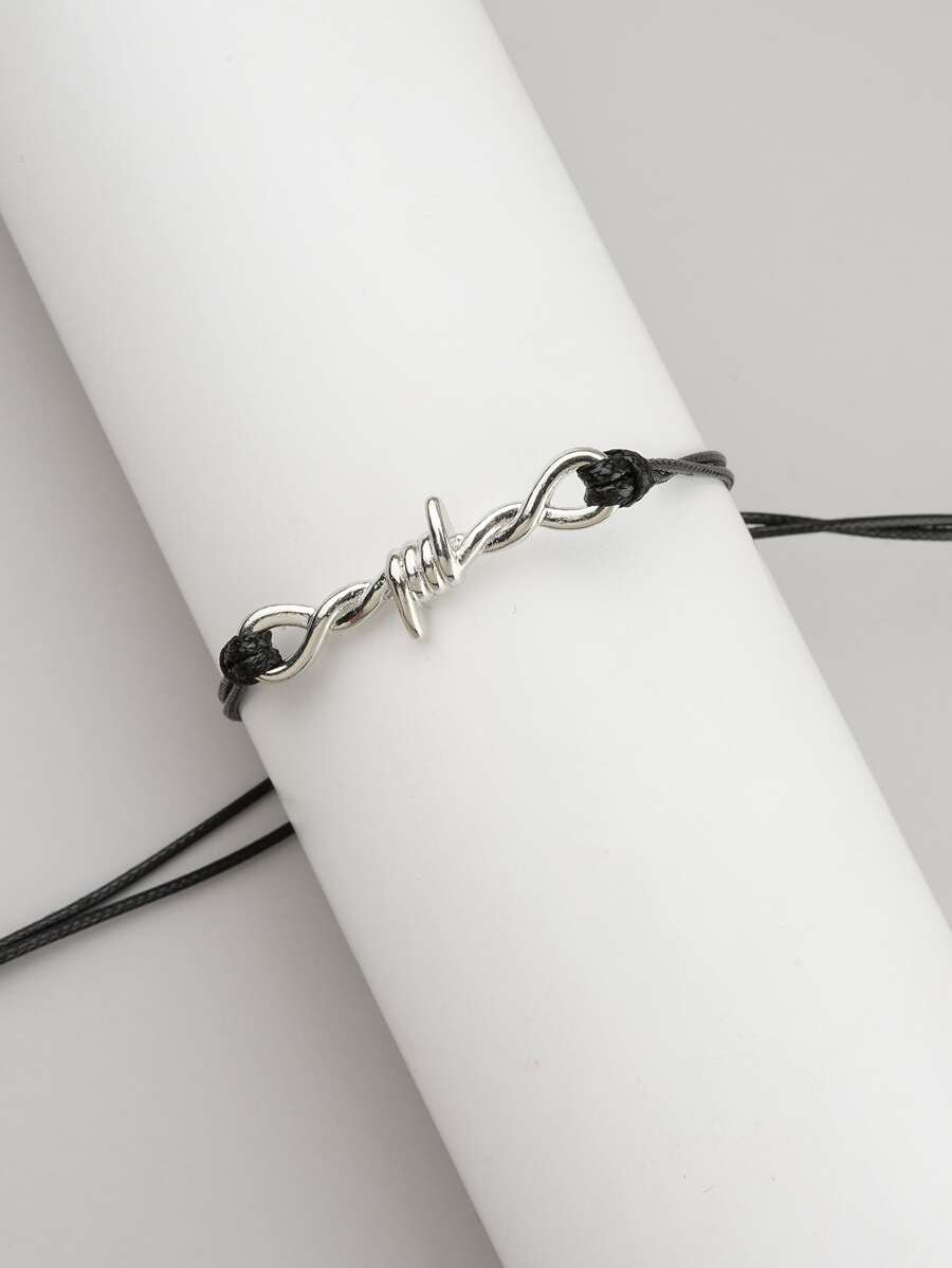 Hợp kim vòng tay tối giản dành cho nam giới thời trang và được ưa chuộng để làm quà tặng trang sức và cho vẻ ngoài sành điệu - màu đen - Xem 1