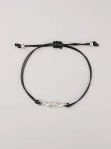 Hợp kim vòng tay tối giản dành cho nam giới thời trang và được ưa chuộng để làm quà tặng trang sức và cho vẻ ngoài sành điệu - màu đen - Xem 2