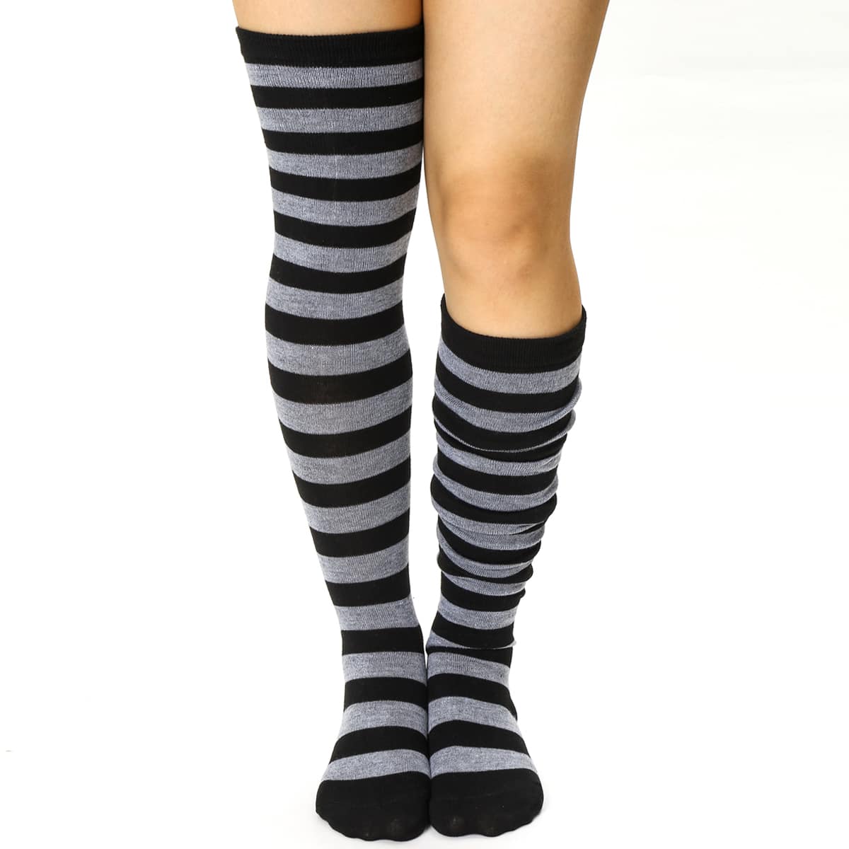 

Striped Over the Knee Socks, Black