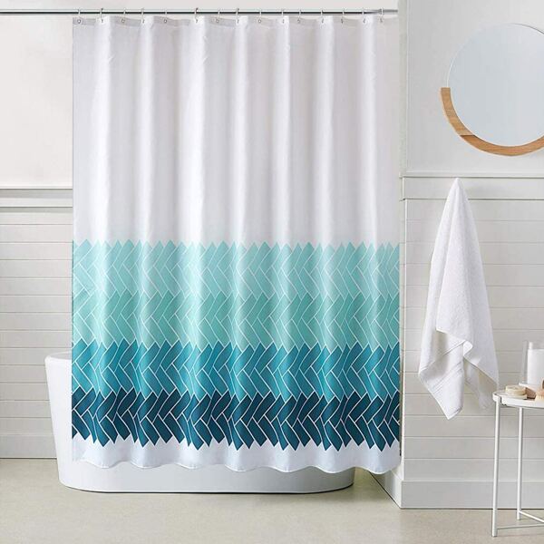 

Geometric Pattern Shower Curtain With 12hooks, Multicolor