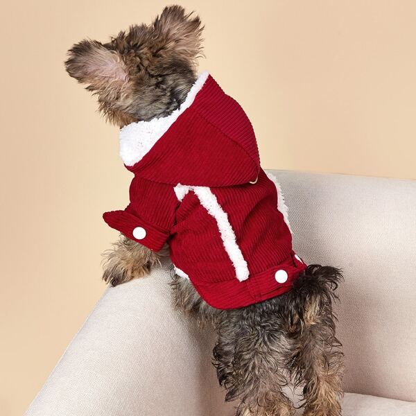

Snap Button Hooded Dog Coat, Red