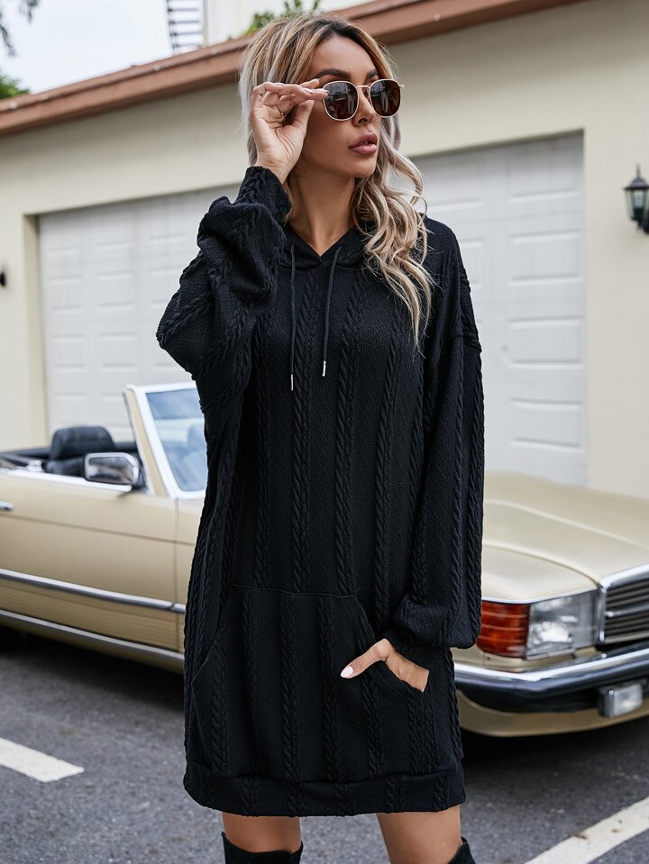 cable knit hoodie dress Cable Hoodie Dog Sweater Dress by Dogo - Pink
