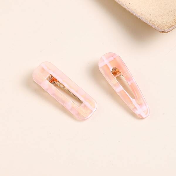 

2pcs Hollow Out Hair Clip, Pink