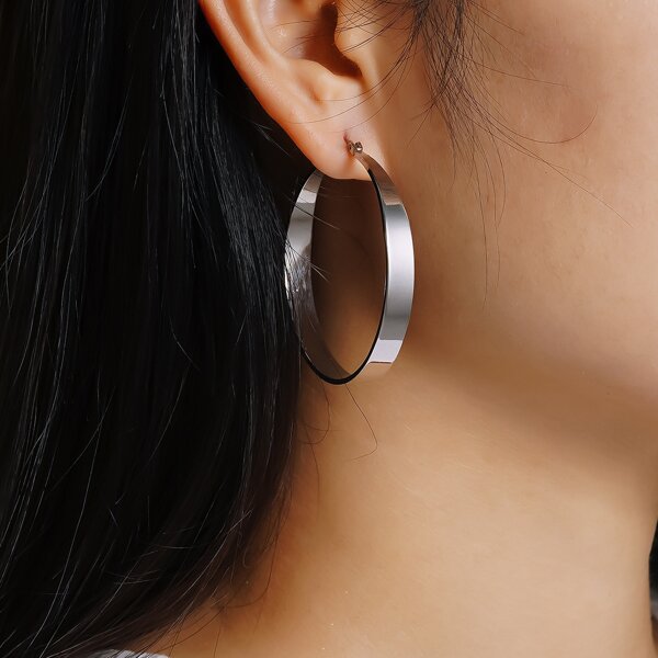 

Simple Metal Hoop Earrings, Silver