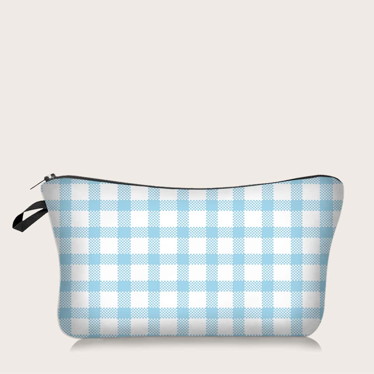 

Gingham Makeup Bag, Blue and white