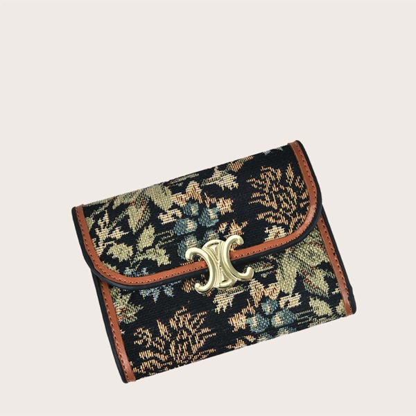 

Metal Lock Floral Small Wallet, Multicolor