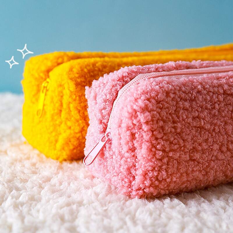 

1pc Random Color Plush Pencil Case, Multicolor