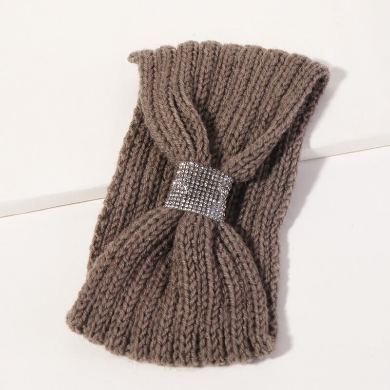 

Rhinestone Decor Knit Headband, Grey