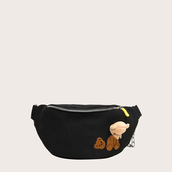 

Cartoon Decor Fanny Pack, Black