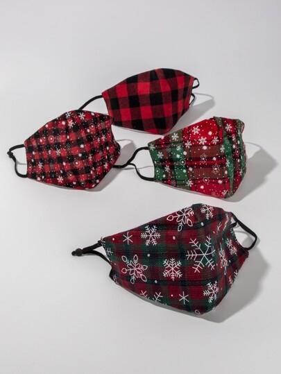 4pcs Christmas Pattern Face Mask