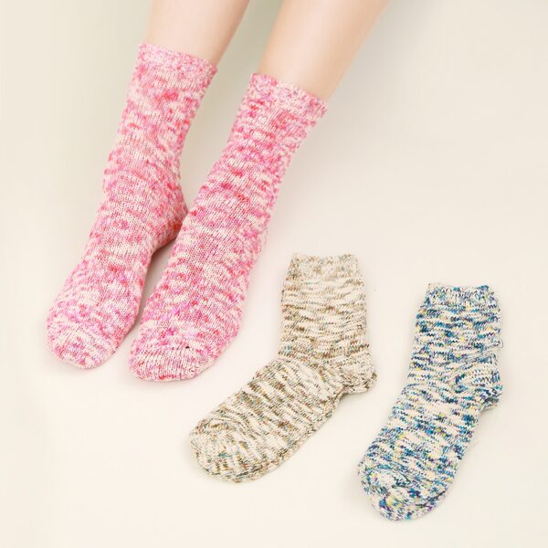 

3pairs Colorful Crew Socks, Multicolor