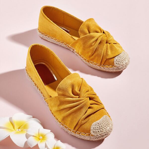 

Knot Decor Slip On Espadrille Flats, Yellow