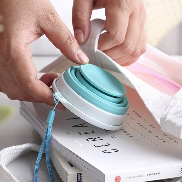 

1pc Silicone Foldable Cup, Mint blue