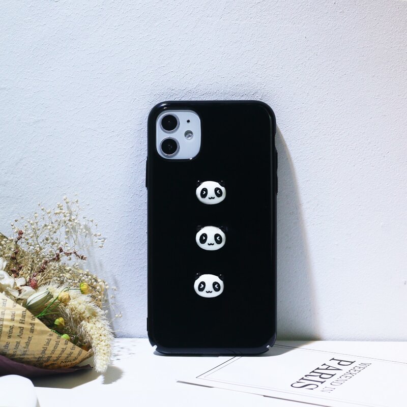 

3D Panda iPhone Case, Black
