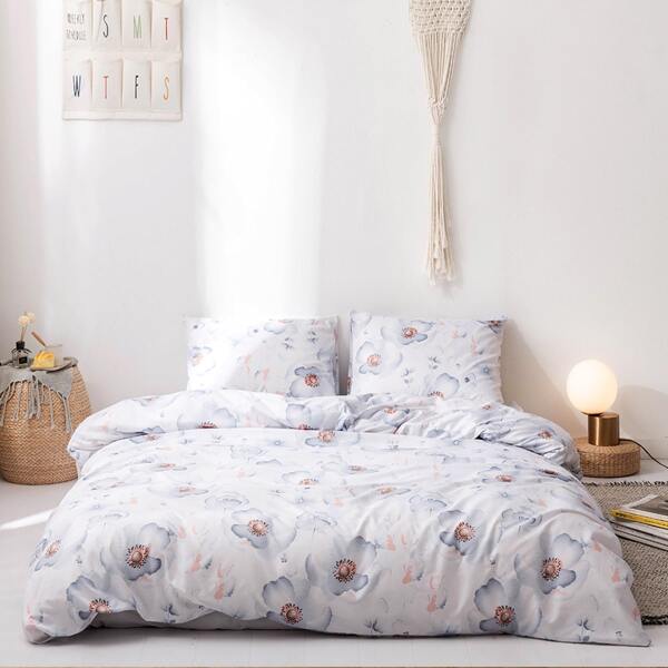 

Floral Pattern Bedding Set Without Filler, White