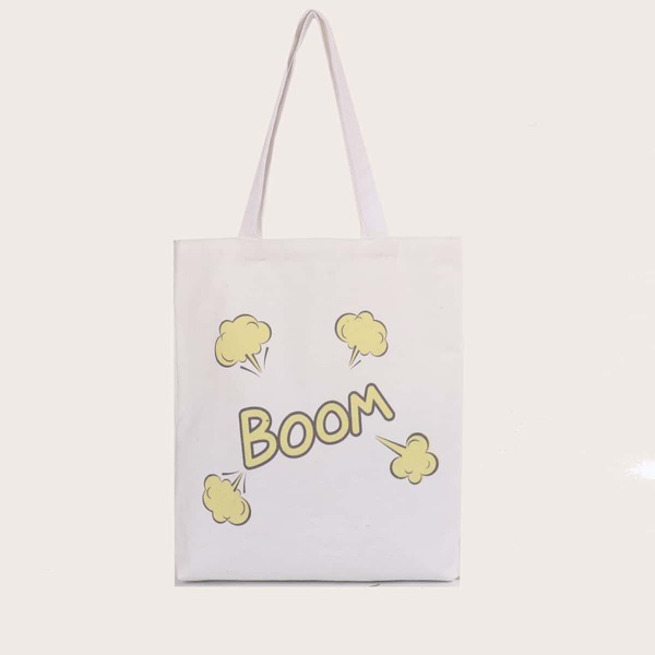 

Letter Graphic Canvas Shopper Bag, White
