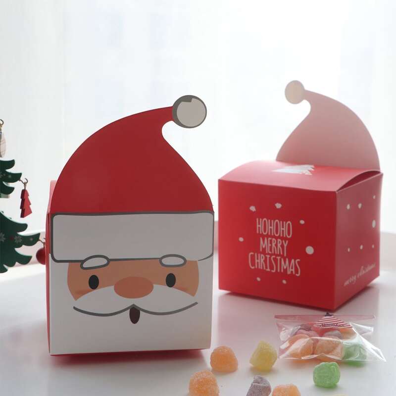 

10pcs Santa Claus Pattern Package Box, Red