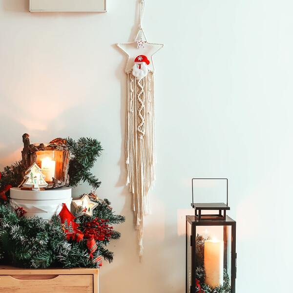 

1pc Braided Tassel Wall Hanging, Beige