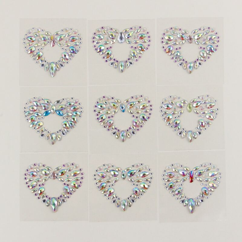 

1sheet Random Color Rhinestone Belly Tattoo Sticker, Multicolor