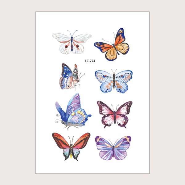 

1sheet Butterfly Pattern Tattoo Sticker, Multicolor