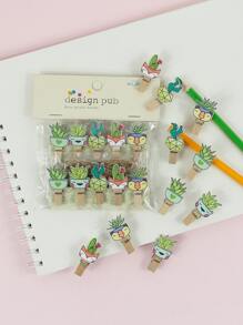 1set Cactus Wooden Clip - Multicolor - View 1