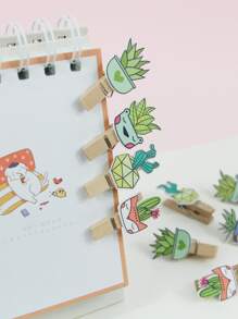 1set Cactus Wooden Clip - Multicolor - View 2