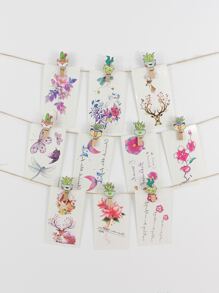 1set Cactus Wooden Clip - Multicolor - View 3