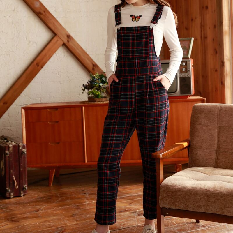 

Plaid Overall Jumpsuit, Multicolor