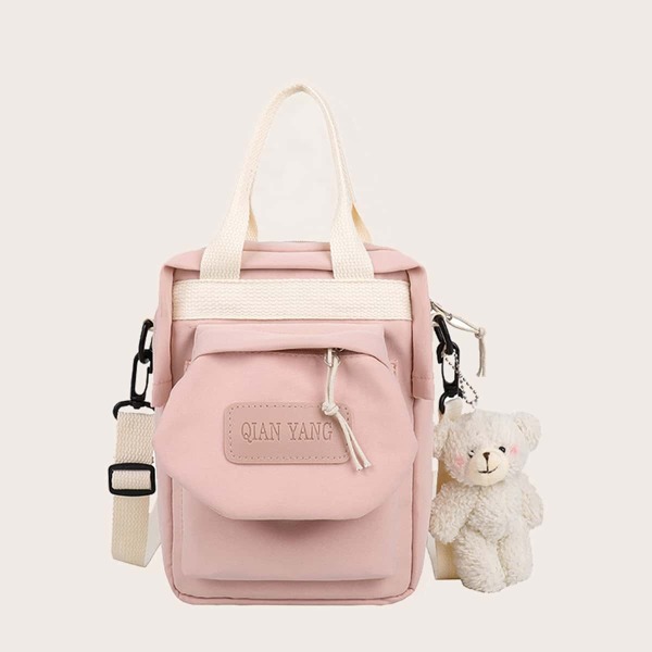 

Girls Cartoon Charm Satchel Bag, Pink