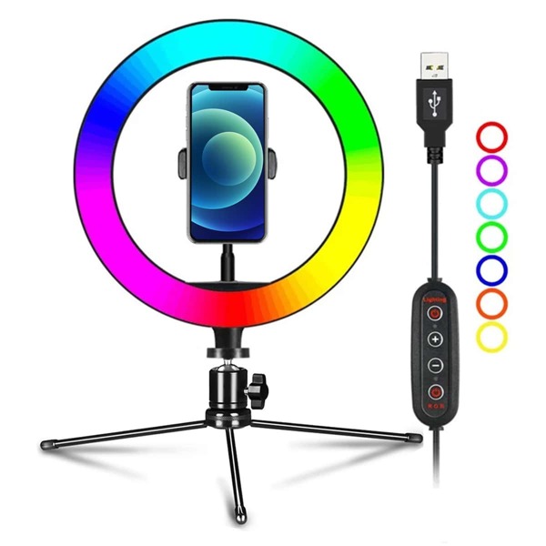 

Selfie Ring Light with Tripod Stand & Phone Holder, Black